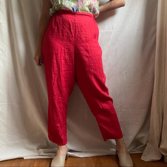 Red Flax Linen Pants - Picture 4 of 4